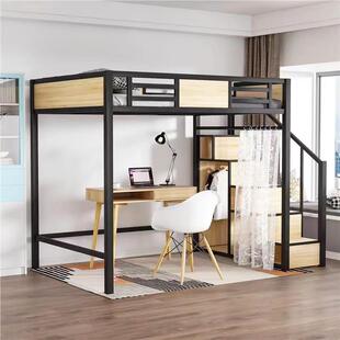 L7铁艺床上铺下高架床童小户双APE型阁楼儿简约层床家用大人铁床