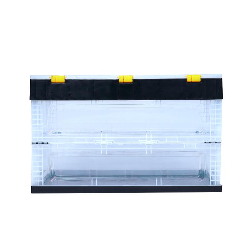 600*400塑*370型装式塑料折叠YGG箱透明料带盖组黑色折大叠箱子