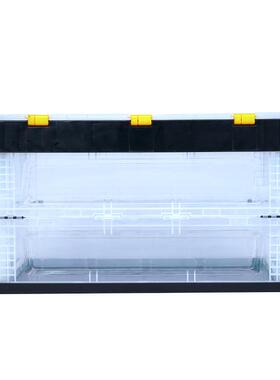 600*400塑*370型装式塑料折叠YGG箱透明料带盖组黑色折大叠箱子