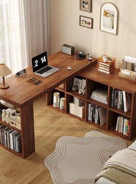 角书桌卧室女生电脑桌实转CRL木型书桌书柜体拐角办公桌子一工作L