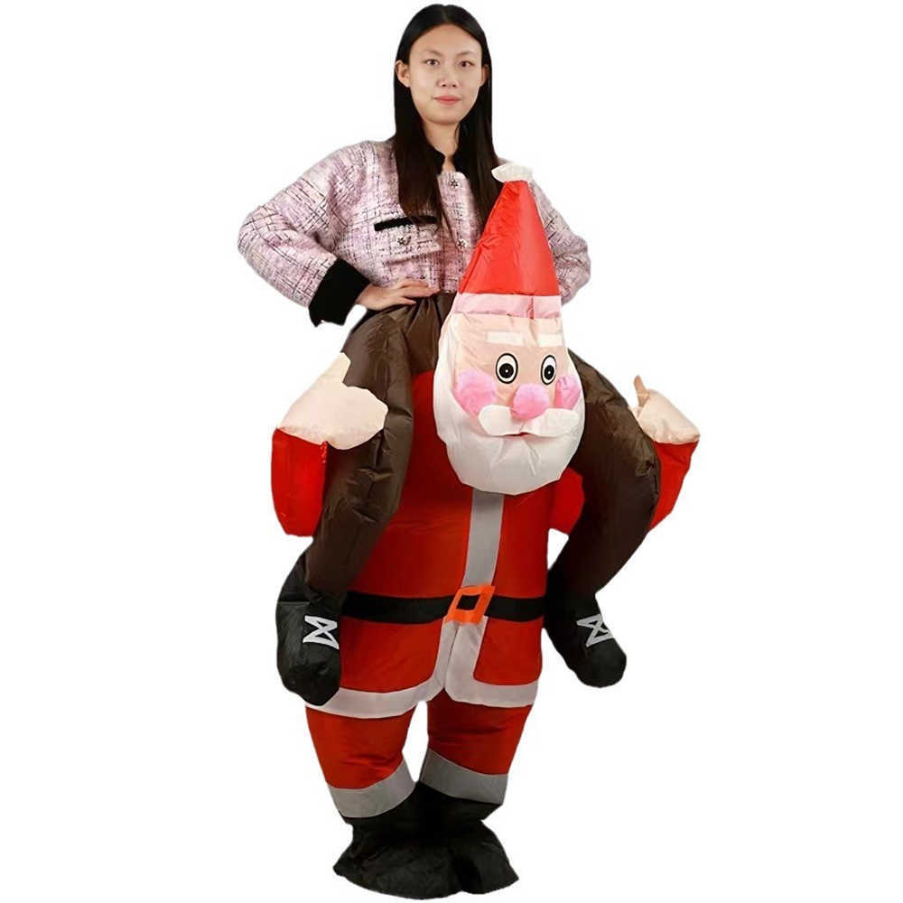 跨境圣诞老人背人充气服装行走卡通人偶假腿裤骑行玩偶节日表演