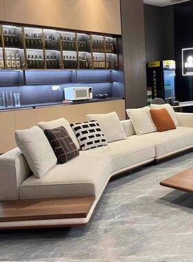 意式极简地布艺客厅高端奢组合别轻墅高档棉新款平HHU线异形沙麻
