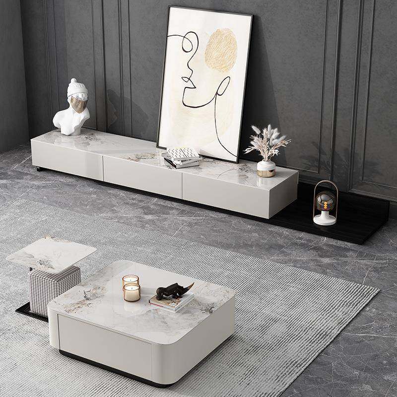 意式岩板茶几可伸电视缩柜组板合岩小户型方形大小茶无品牌/几客