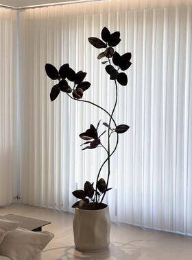 海虹景品厅黑色榕真KPS绿植客厅室内金刚树大型落地盆栽山客装饰