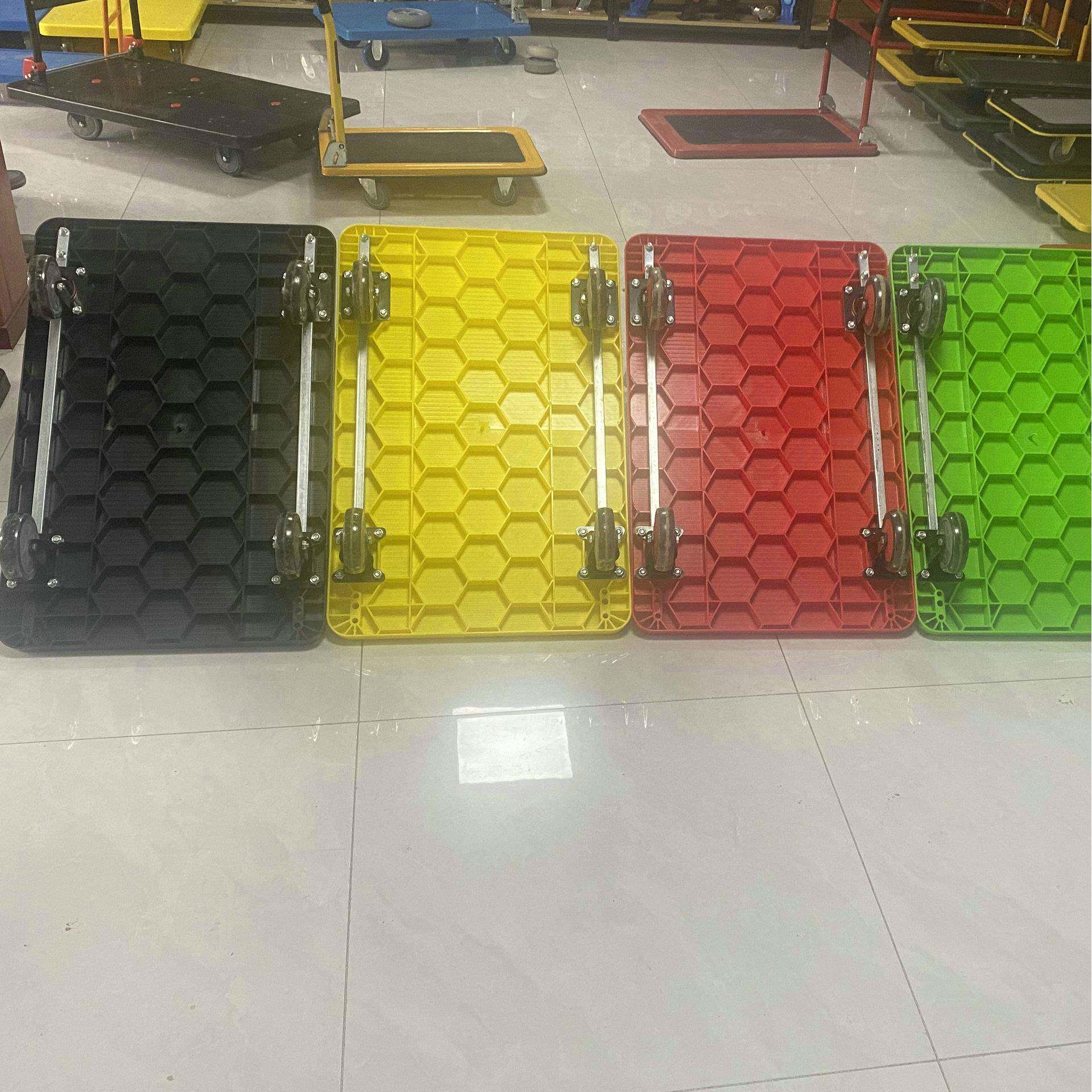 蜂窝塑料平板车货折叠UAS手推车四工具车库车轮间拉车仓搬运车劳