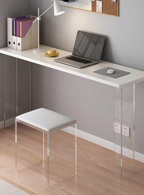 克力透明简式约岩板书桌办公桌子双人长条靠工作188024台亚电墙脑