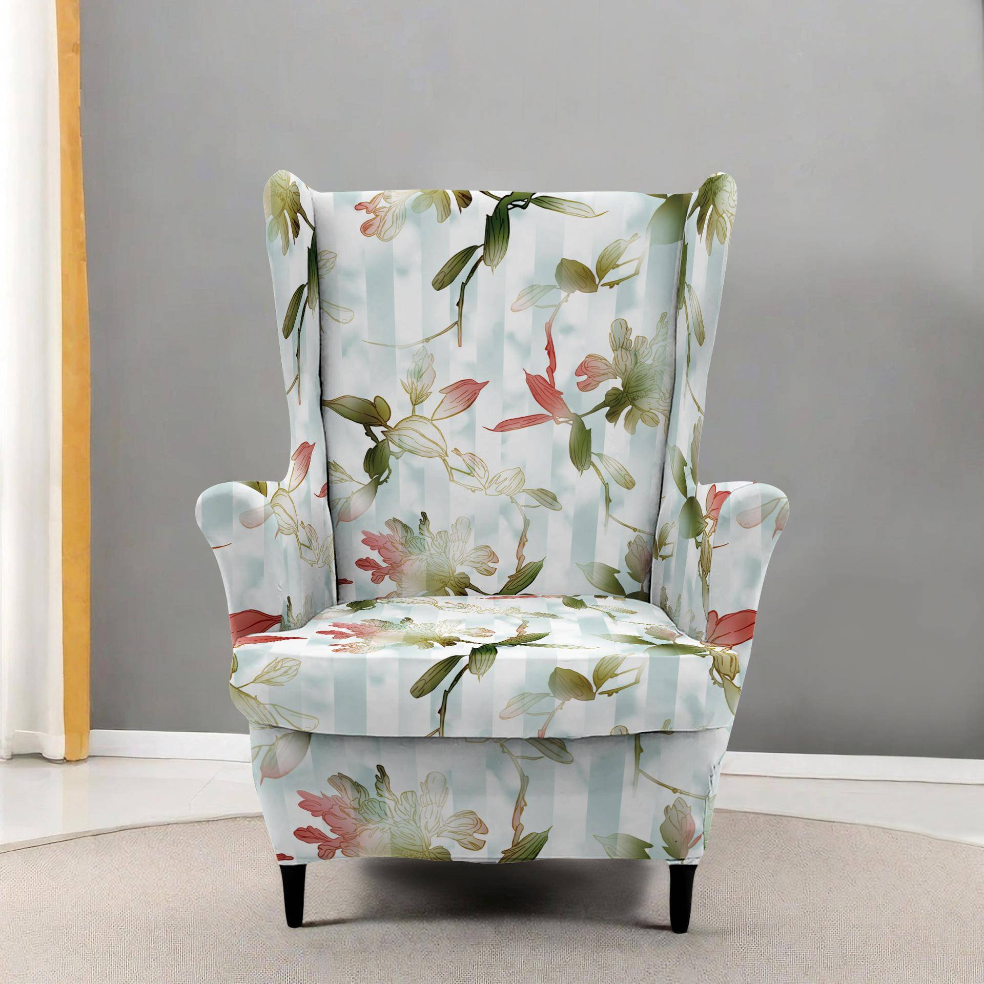 沙发单位椅套弹现力翼背防尘罩CFB代圣罩诞田园风老虎人凳椅子套1