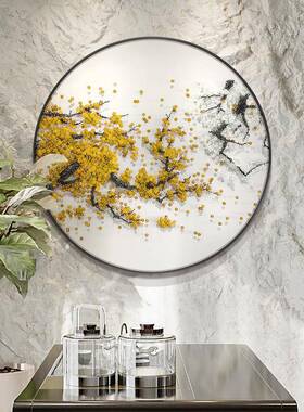 d新中式梅关花实物立带X-229体le灯餐厅装饰画玄客厅软装墙面灯光