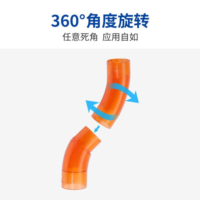 材通4透明pvc管透明过桥弯通3分16mm穿线管头4过5度地接桥弯分20m