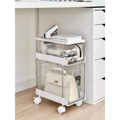 桌下移动小推车置物架办公室书桌放包书本收纳架落地带轮抽屉书柜