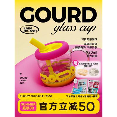 览萌Lane Mouen玻璃吸管杯女生高颜值水杯大容量杯子耐高温泡茶杯