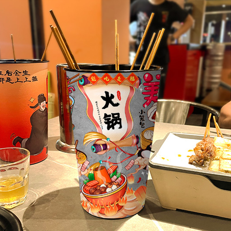 可定制图案烧烤竹签收纳桶