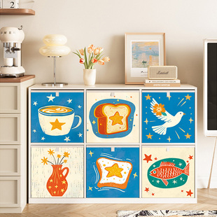 复古方格布艺收纳箱卡莱克格子柜正方形抽屉折叠整理盒杂物收纳筐