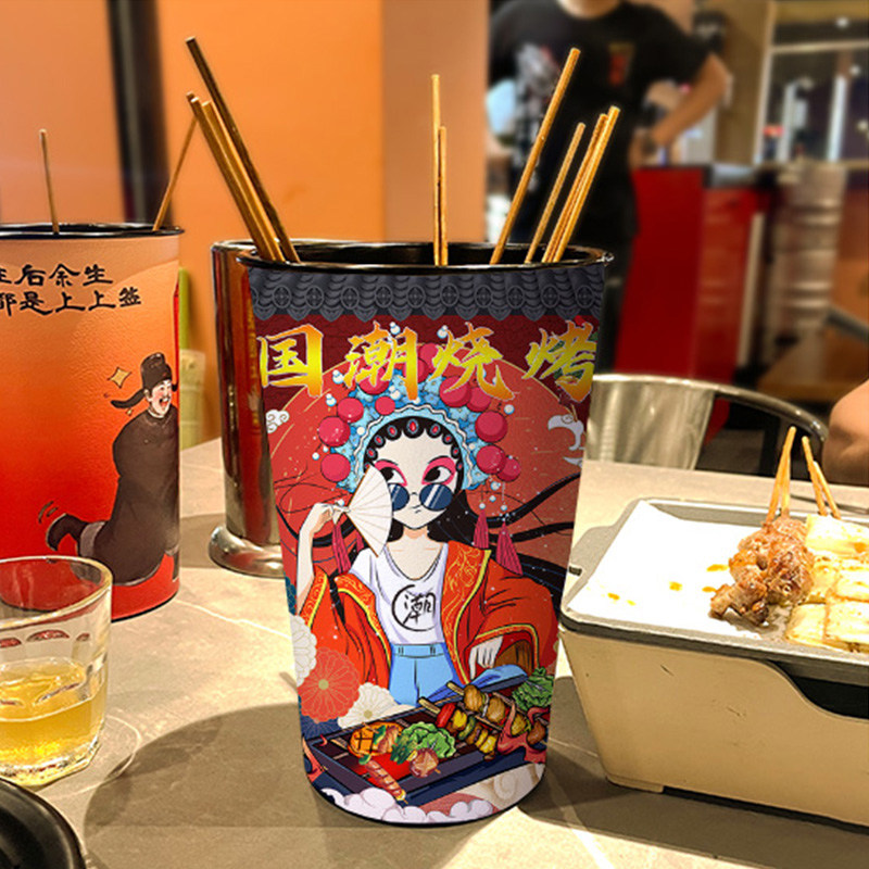 可定制图案烧烤竹签收纳桶
