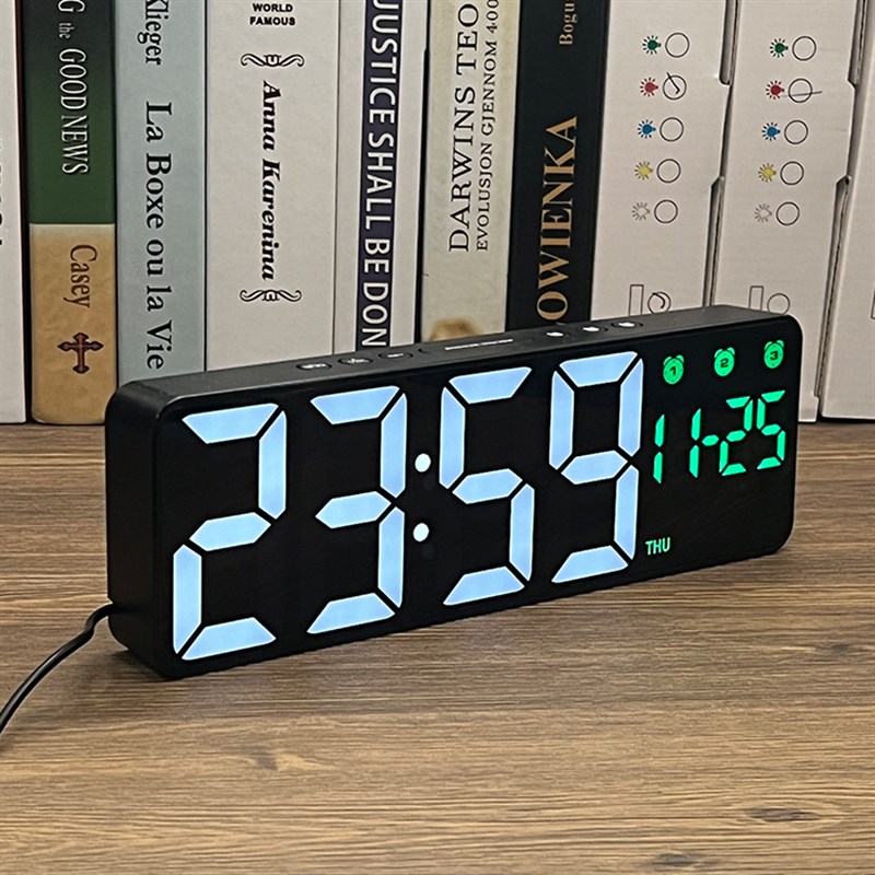 大屏幕学生居家用LED电子钟客厅挂钟数字时钟声控挂墙创意闹钟