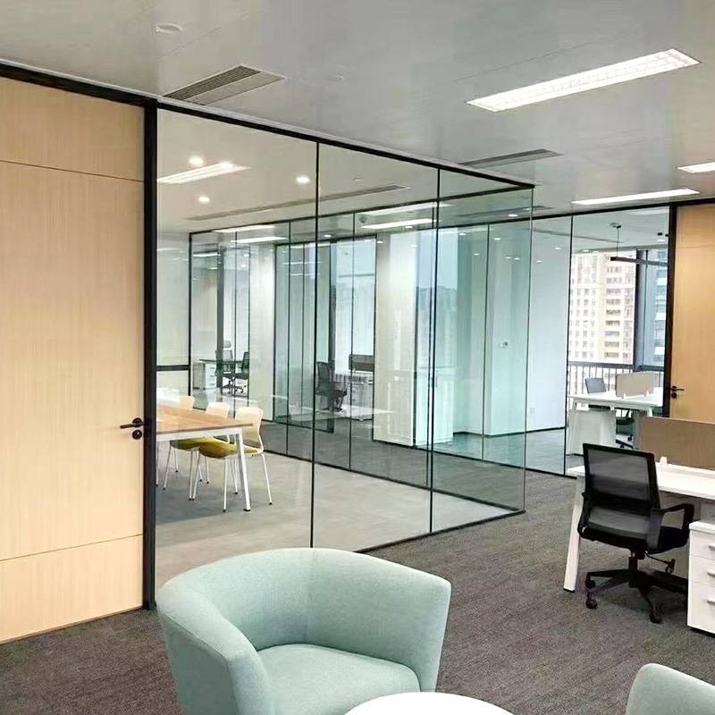 写字楼办公室隔断防火玻璃隔断墙钢化玻璃不锈钢框架厂家直销