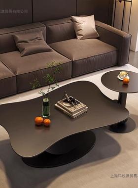意设计师黑色岩板创蝴则蝶几客WHQ厅茶家用轻奢现代异形不规桌小
