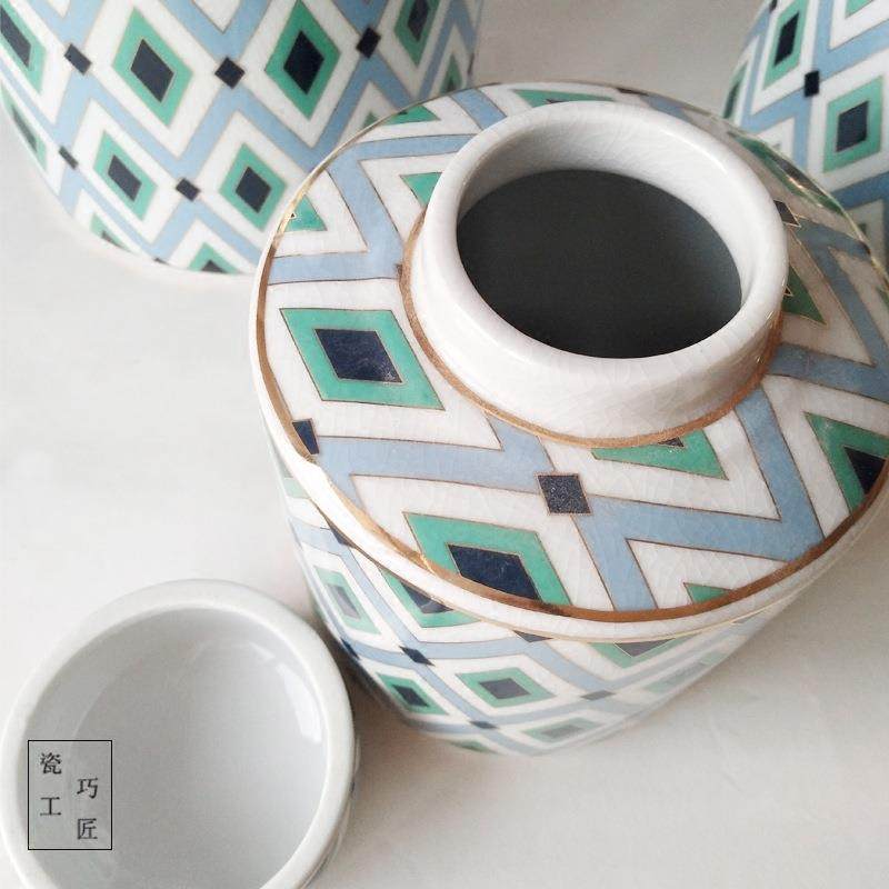 花瓶欧美描金陶瓷装饰JFN式罐摆客厅电件视柜书柜样板式间手绘瓷,橡塑材料及制品,工业陶瓷,淘宝优惠券,粉丝福利购,淘宝优惠卷