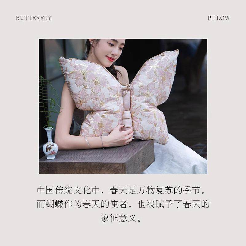 新中式蝴蝶异形靠抱枕法式轻则奢靠中垫套客厅沙GTB发古风不规枕
