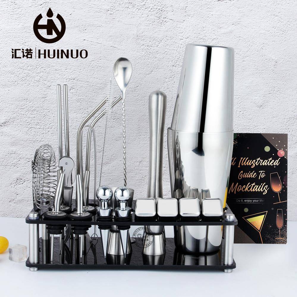 款柠新檬克壶鸡尾酒调酒工具冰粒XJS亚克力套装雪锈钢调酒器全不