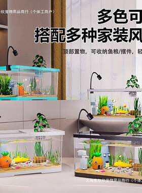 用鱼缸水族箱家景高透WYZ明懒人免换水清管底排水器造大型生态桌