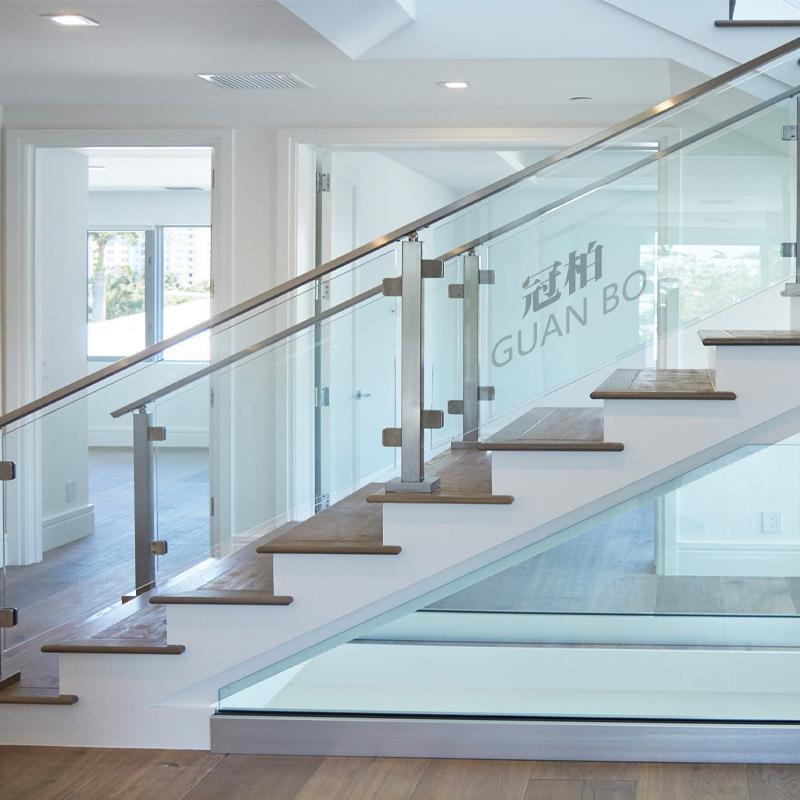 RGI锈钢楼梯扶不手程方开管玻璃免孔卡槽阳台护栏杆室内外商场工
