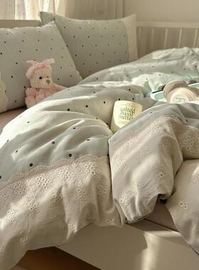 A2025新款类法式小XVT清双层纱水洗棉床上四件套.8被套宿1舍三新