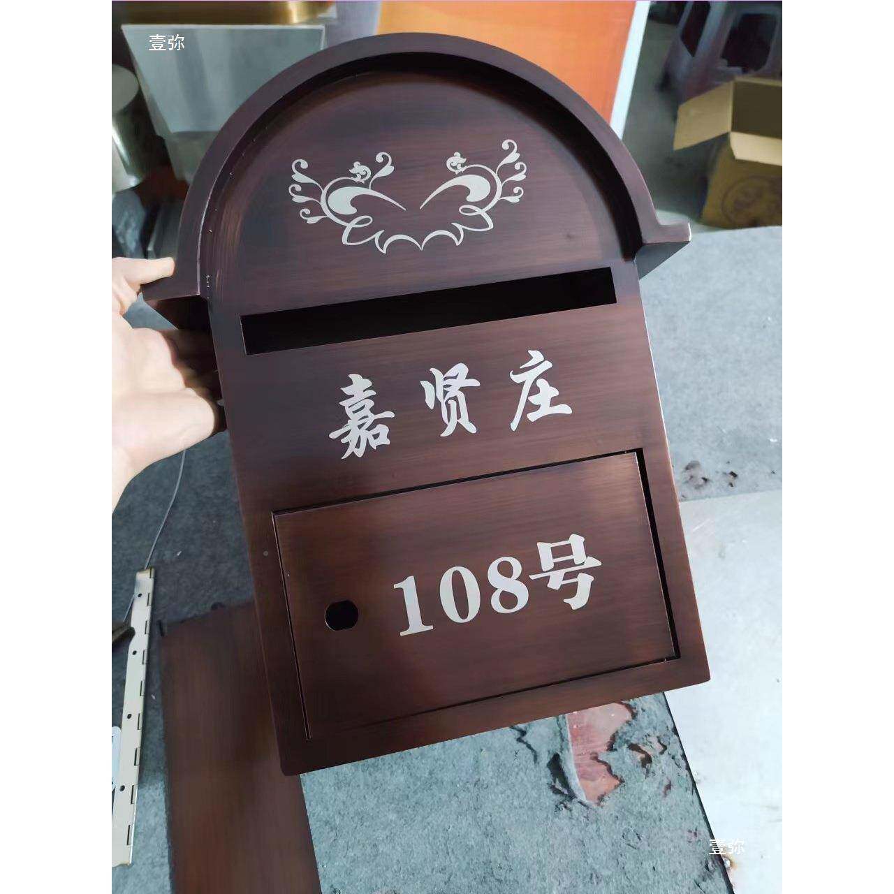 家别墅挂墙信报箱不锈钢户外防雨厂信复奶邮箱G1欧式古箱