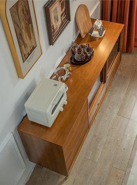 日式实木餐边柜厨房多功家收纳茶用水能柜小户型GOH客厅复古置物