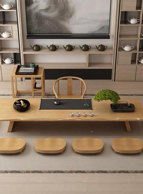 式实木桌椅茶组合办公室会客茶桌茶台茶客厅飘窗榻榻日ZDA米接待