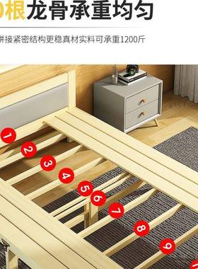 实木折叠床双单人家用午休床1.52m硬板床1.米人9床出租屋0APHcm小