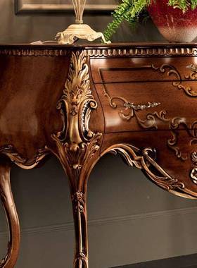 式彩绘玄关大户型法式桦雕刻柜木客厅玄关欧台SAF-8756意大利宫廷