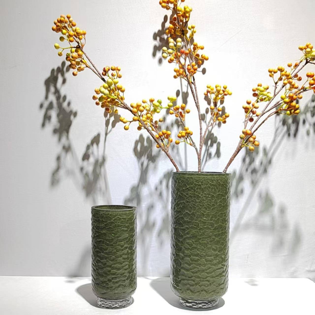 MTD新墨中式创计意水珠设绿瓷色玻璃瓶家居软装饰品插花花装饰摆