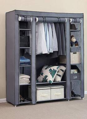 LKA亚马逊跨境商4层10易组合衣橱简约衣柜卧格室组装简无纺电布衣