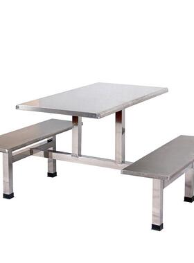 不学锈钢食堂餐桌椅组IWV合连体校学员生工厂工餐人厅4人6人8桌椅