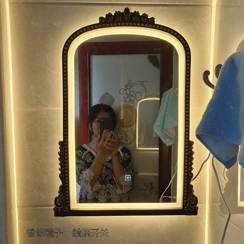 W法9式复古挂墙浴室镜卫间拱生形534壁手挂玄关镜洗台镜子化妆镜
