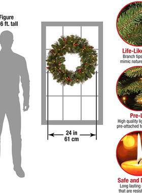 琳60cm圣大花环门挂藤条SCL圣诞件节45cm花杰圈装诞饰商场挂场景