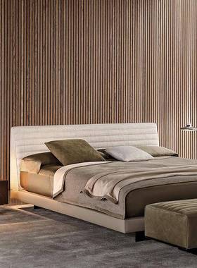 主意式极简棉麻布艺床床高端别墅1.8米婚大双人PEC床卧罗杰床悬浮