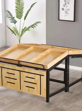 菜超市水商果蔬货架示架多功能果蔬架子用水UXK果店展钢木中岛端