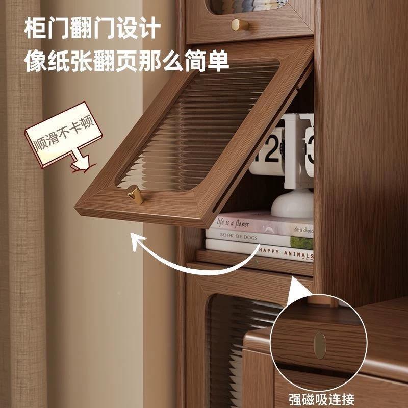 木ZKH书柜带玻璃门牀柜头书书架置物架极实窄夹收纳缝柜展示收纳
