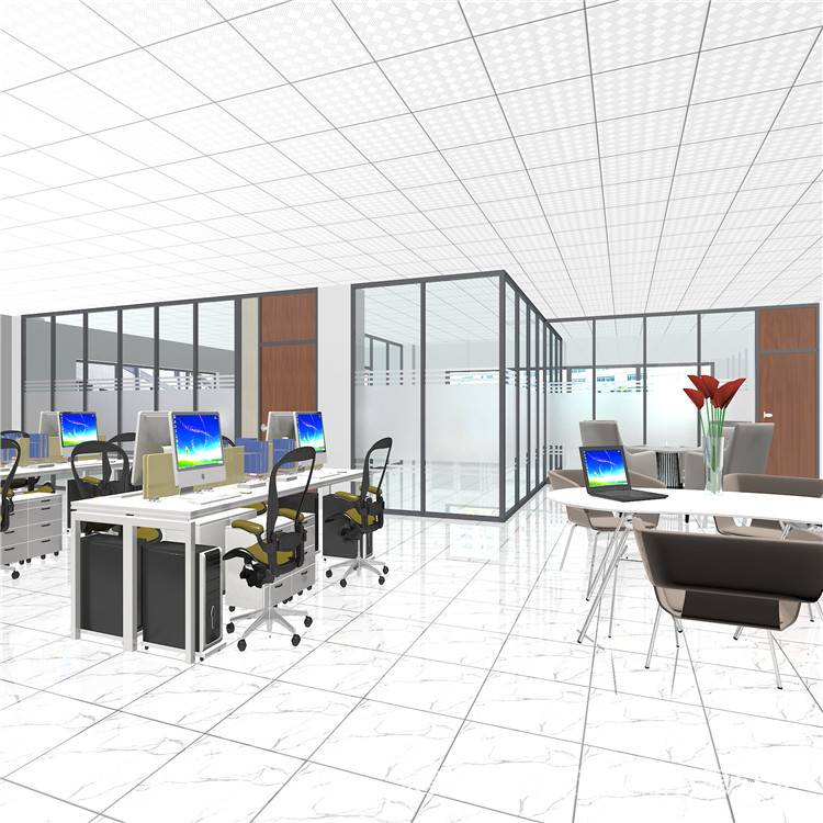 广州装修办公室玻璃隔断墙 工厂厂房不锈钢框12厘钢化玻璃隔断墙