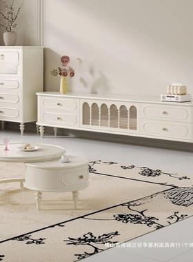 实木具电视视柜法式奶油现风客厅VSJ家电柜茶几组合家用代风