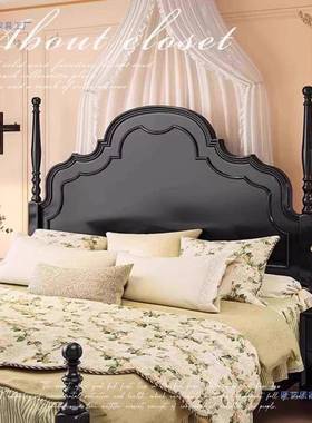 简美风美式VNL实木双人轻床.5m1.8m中古1风法式床奢婚床主卧床娜