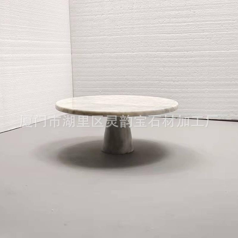 款2025新厂家现货色大理石黑圆高脚双层客厅高端大ZIY气果盘手形