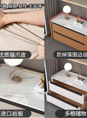 床头柜大UBH物尺寸奶油约风简现代收纳卧室全实木岩板储整床装边