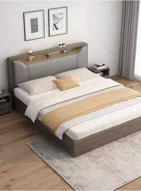 现代简约实木板床家.用主落卧双人DDS大简床18米出租屋易床1.2米