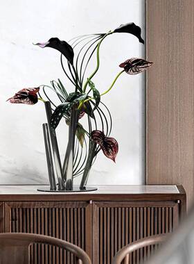 现代金属花器QYY假仿真餐花艺绿摆件轻奢客厅角几桌面店铺植花装