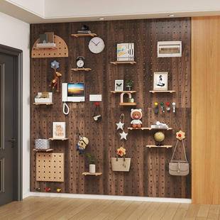 洞板VYT现做木墙上置物书架木质墙壁实挂墙架隔板收纳架挂洞板墙