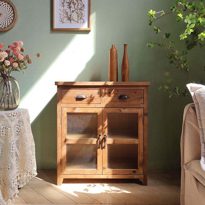 美式实餐CIT边柜木复古玻璃玄关柜客酒厨柜房边柜民宿酒店厅家用