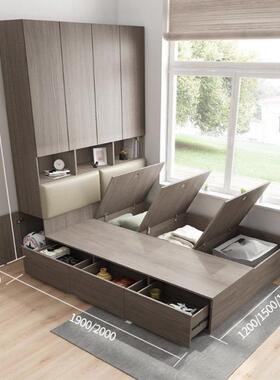 轻高实DOZ木床榻榻米床柜一奢体箱储物床1.人2米衣柜现代简约1.5